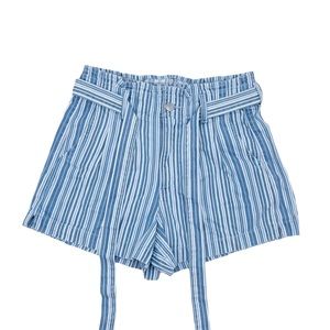American Eagle Stretch Mom Short Paperbag Belted Blue White Stripe Size 6 NWOT